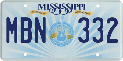 MS license plate MBN332