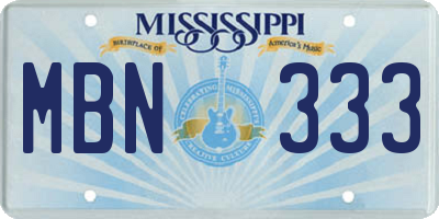 MS license plate MBN333