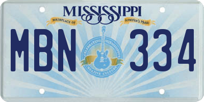 MS license plate MBN334