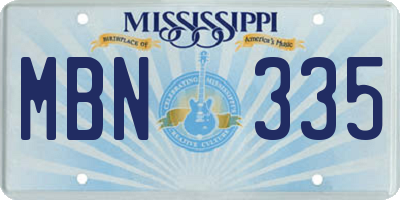 MS license plate MBN335
