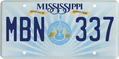 MS license plate MBN337