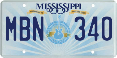 MS license plate MBN340