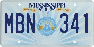 MS license plate MBN341