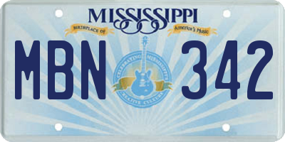 MS license plate MBN342