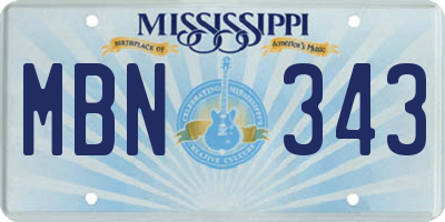 MS license plate MBN343