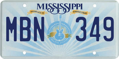 MS license plate MBN349