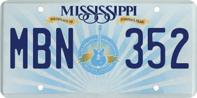 MS license plate MBN352