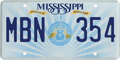 MS license plate MBN354