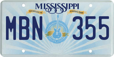 MS license plate MBN355