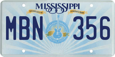 MS license plate MBN356