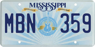MS license plate MBN359