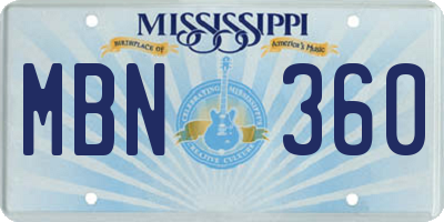 MS license plate MBN360