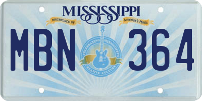 MS license plate MBN364