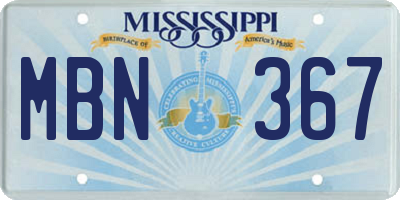 MS license plate MBN367