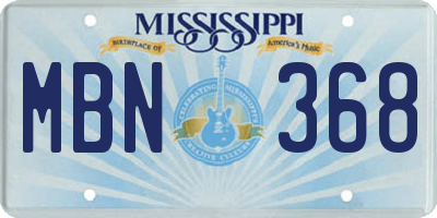 MS license plate MBN368