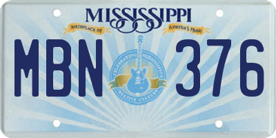 MS license plate MBN376