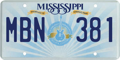 MS license plate MBN381