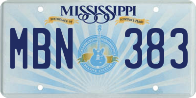 MS license plate MBN383
