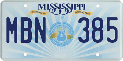 MS license plate MBN385