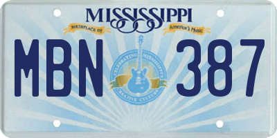 MS license plate MBN387