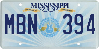MS license plate MBN394