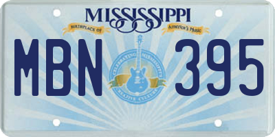 MS license plate MBN395