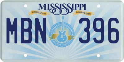 MS license plate MBN396