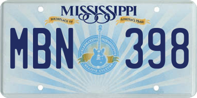 MS license plate MBN398