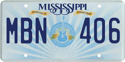 MS license plate MBN406