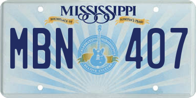 MS license plate MBN407