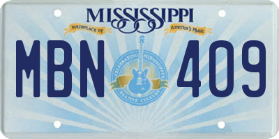 MS license plate MBN409