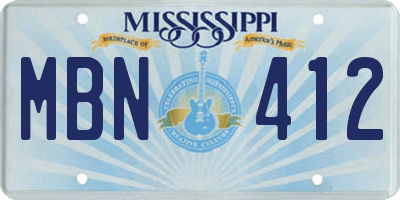 MS license plate MBN412