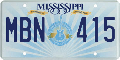 MS license plate MBN415