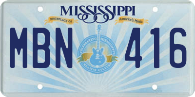MS license plate MBN416