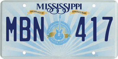 MS license plate MBN417
