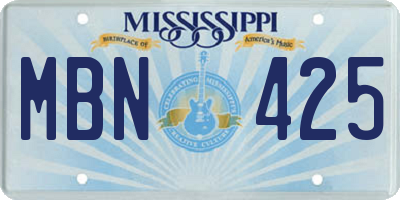 MS license plate MBN425
