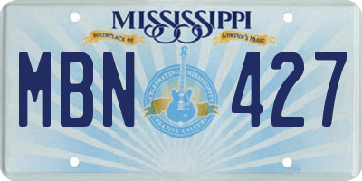 MS license plate MBN427