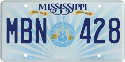 MS license plate MBN428