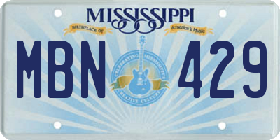 MS license plate MBN429