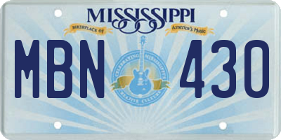 MS license plate MBN430