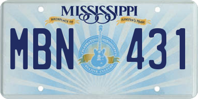 MS license plate MBN431