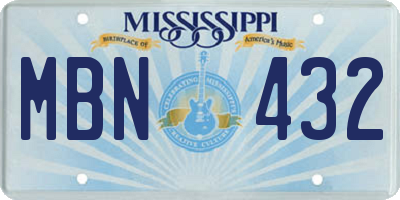 MS license plate MBN432