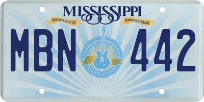 MS license plate MBN442