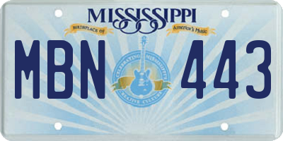 MS license plate MBN443