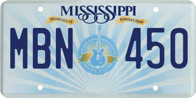 MS license plate MBN450