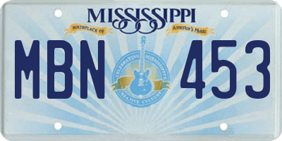 MS license plate MBN453
