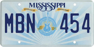 MS license plate MBN454