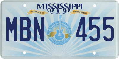 MS license plate MBN455