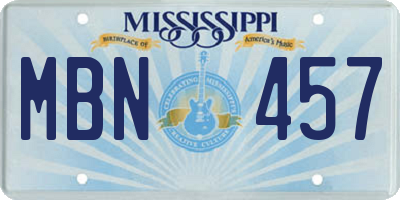 MS license plate MBN457