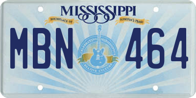 MS license plate MBN464